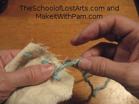 Starting the overcast stitch.